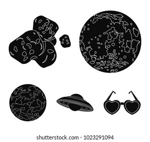 Moon, Venus of the planet of the solar system. Nil, a meteorite. Planets set collection icons in black style vector symbol stock illustration web.