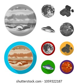Moon, Venus of the planet of the solar system. Nil, a meteorite. Planets set collection icons in monochrome,flat style vector symbol stock illustration web.