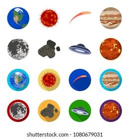 Moon, Venus of the planet of the solar system. Nil, a meteorite. Planets set collection icons in cartoon,flat style vector symbol stock illustration web.