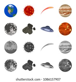 Moon, Venus of the planet of the solar system. Nil, a meteorite. Planets set collection icons in cartoon,monochrome style vector symbol stock illustration web.