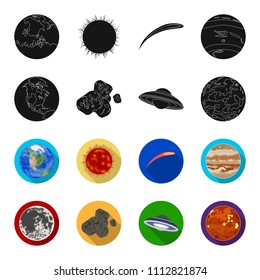 Moon, Venus of the planet of the solar system. Nil, a meteorite. Planets set collection icons in black,flet style vector symbol stock illustration web.