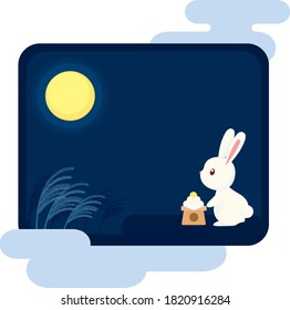 Moon Viewing Rabbit Greeting Card