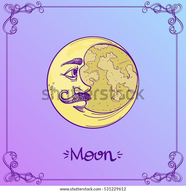 Moon Vintage stylized drawing. The symbols of\
astrology and astronomy.
