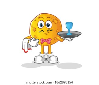 moon waiter cartoon. cartoon mascot vector