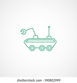 Moon Walker Green Line Icon On White Background