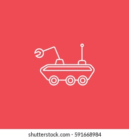 Moon Walker Line Icon On Red Background