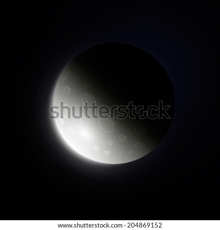 Moon - waning gibbous. Vector illustration