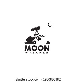 Moon watcher logo design vector template