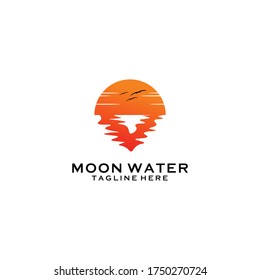 plantilla vectorial de icono del logotipo de agua de luna