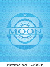 Moon water wave style badge. Vector Illustration. Detailed.