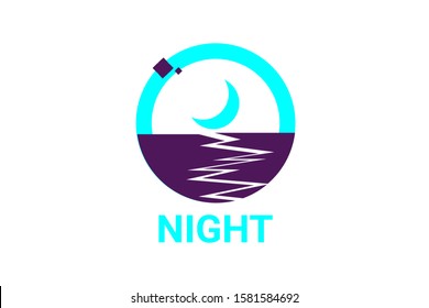 moon and water-shaped business logo in a circle
