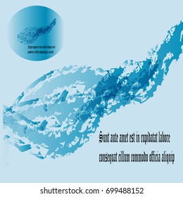 Moon, wave, abstraction background blue