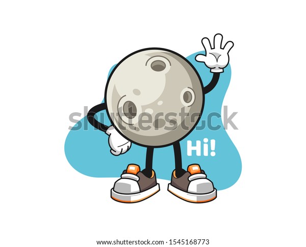 Moon wave\
hand cartoon. Mascot Character\
vector.