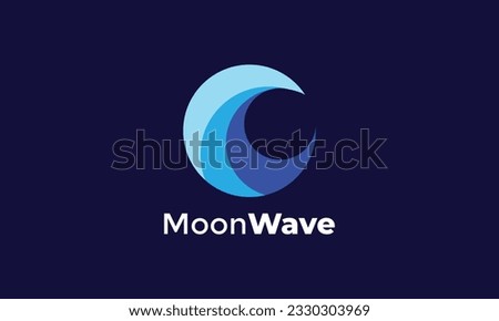 Moon wave logo symbol of technology and modern business 