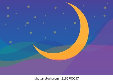 
luna con fondo de olas color de gradiente azul violeta rosa verde formas fluidas diseño