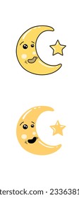 Moon weather, cartoon illustration, two option