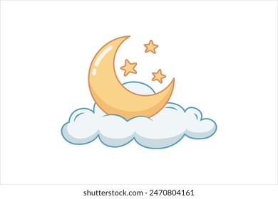 Moon Weather Flat Sticker Design