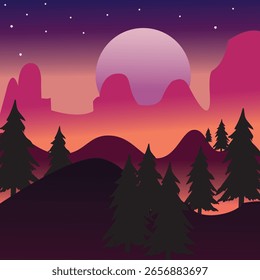 A moon weth Vector Landscape 
