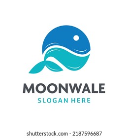 Moon Whale Logo Vector For Business Company