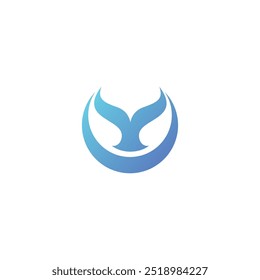 Moon Whale Logo vector. whale tail logo design
