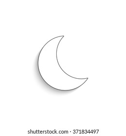 MOON - white vector icon with  shadow