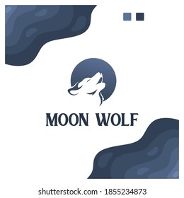 lobo lunar , elegante ,medianoche , inspiración de diseño de logotipo