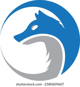 Moon and wolf logo minimalist