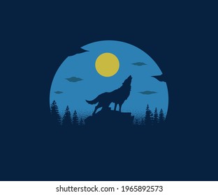 Moon Wolf Vector for Print