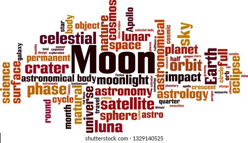 Moon word cloud concept. Vector illustration