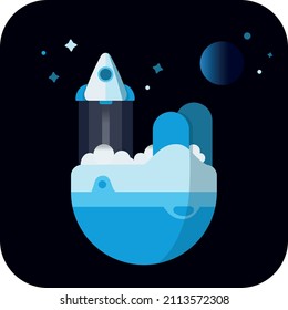 Moon World - eps vector - spaceship
