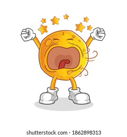 moon yawn character. cartoon mascot vector