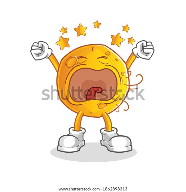 moon yawn\
character. cartoon mascot\
vector
