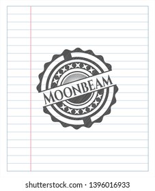 Moonbeam emblem drawn in pencil. Vector Illustration. Detailed.