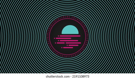 Moonbeam GLMR crypto currency coin logo banner. Line art financial technology concept vector illustration background. svg