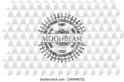 Moonbeam grey emblem with geometric cube white background
