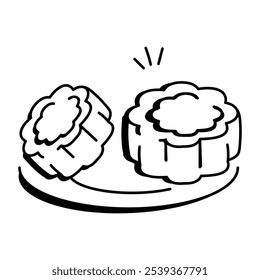 Icono de Mooncake en estilo dibujado a mano  
