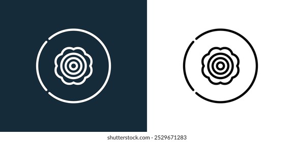 mooncake icon isolated on white and black colors. mooncake outline linear vector icon from mid autumn festival collection for mobile apps, web and ui.