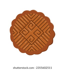 Mooncake isolated on white background. Mid autumn design element. Vector illustration