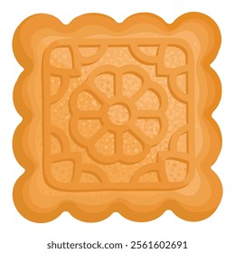 Mooncake traditional Chinese dessert top view, isolated on white background