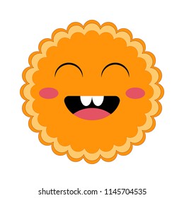 Mooncake vector character. Mid autumn festival element. Cute smiling cartoon character illustrations