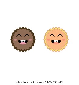 Mooncake vector characters. Cute smiling cartoon character illustrations. Mid autumn festival element
