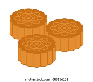 Mooncakes or moon cakes for the Mid-Autumn Festival flat vector color icon for food apps and websites