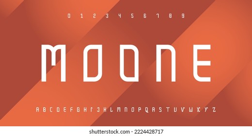 MOONE Modern abstract digital tech font. Logo creative font, type, technology, movie, digital, music, movie. Font and illustration in vector format.