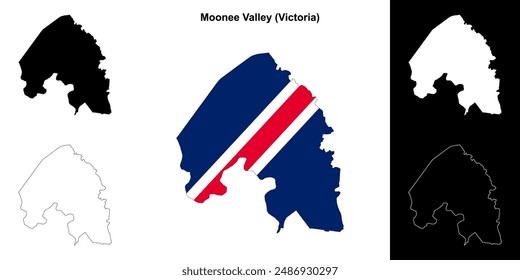 Moonee Valley (Victoria) outline map set