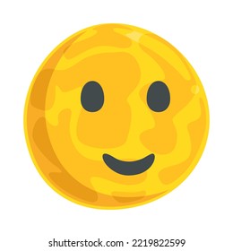 Moonface Sign Emoji Icon Illustration. Happy Moon Vector Symbol Emoticon Design Clip Art Sign Comic Style.