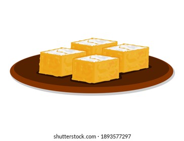 Moong Burfee Indian Sweets or Mithai Food Vector