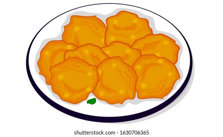 Moong dal Pakora indian snacks Vector