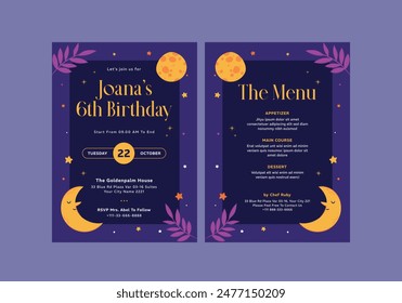 **Moonlight Birthday Invitation Template**_ is clean, modern, simply style, and moreover it’s friendly use. It’s Quick And Easy to use to save your time.