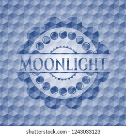Moonlight blue emblem with geometric pattern background.