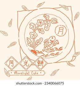 Moonlight Cake Doodle. Translation: (Title) Moonlight Cake, (Cake) Moon